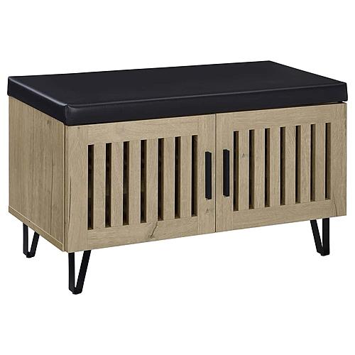 Brixton 2-Door Padded Entryway Shoe Storage Bench White Oak by Coaster