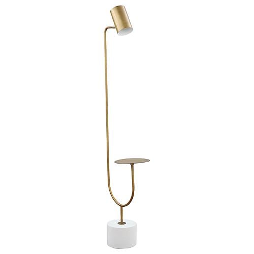 Jodie Round Base Floor Lamp Antique Brass and Grey by Coaster