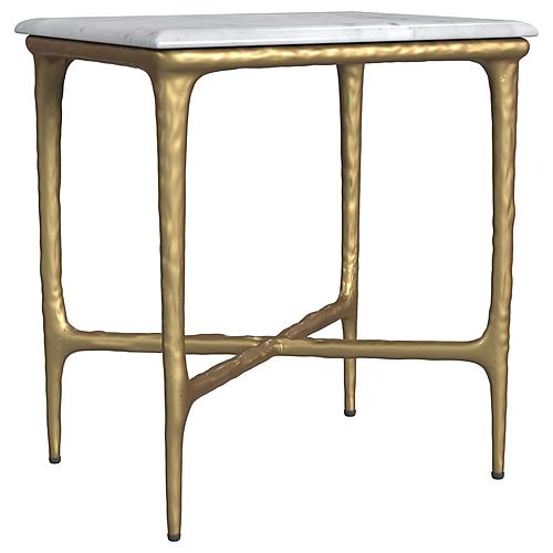Baldwin Rectangular Marble Top Side Table White and Gold by Coaster