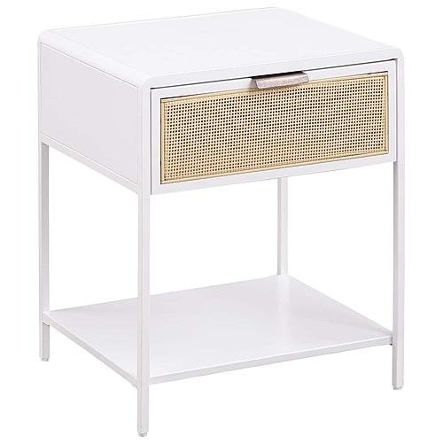 Amherst 1-drawer Radio Weave Cane Metal Bedside Table White by Coaster