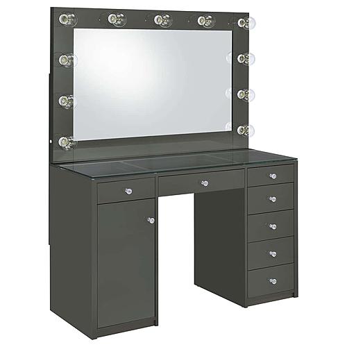 Acena 7-Drawer Vanity Set w/Lighting Grey High Gloss by Coaster