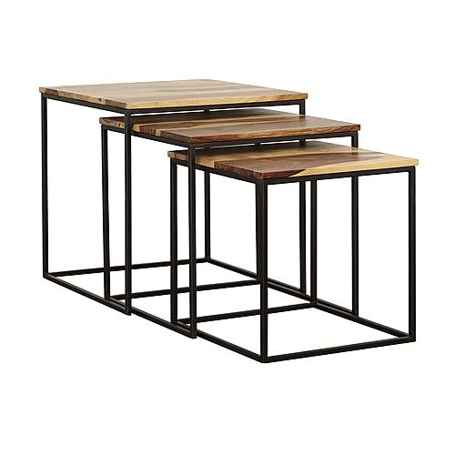 Belcourt 3-piece Square Nesting Tables Natural and Black by Coaster