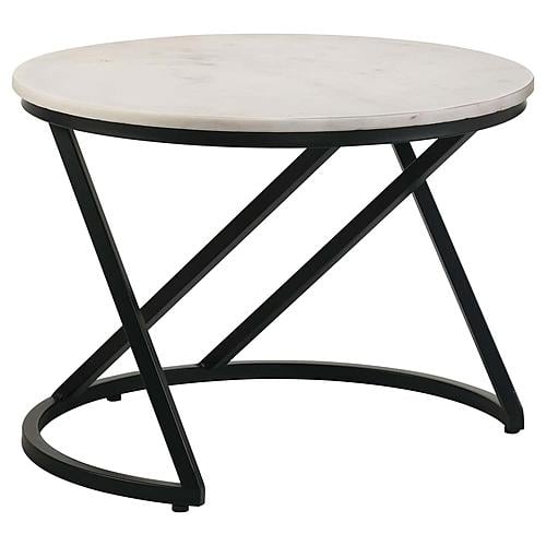 Miguel Round Marble Top Coffee Table White and Black by Coaster