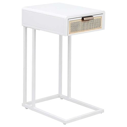 Amherst 1-drawer Radio Weave Cane Metal Side Table White by Coaster