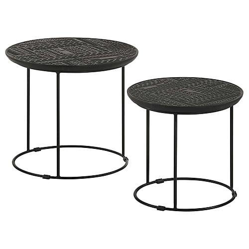 Loannis 2-piece Round Mango Wood Nesting Table Matte Black by Coaster