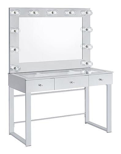 Umbridge 3-drawer Vanity w/Lighting Chrome and White by Coaster