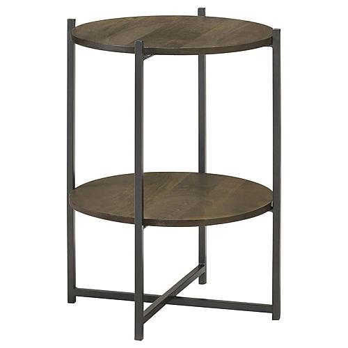 Axel Round Accent Table w/Open Shelf Natural and Gunmetal by Coaster