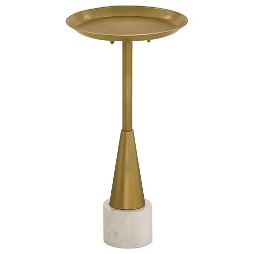 Alpine Round Metal Side Table White and Gold by Coaster