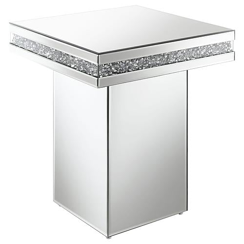 Elora Pedestal Square Top Accent Table Mirror by Coaster