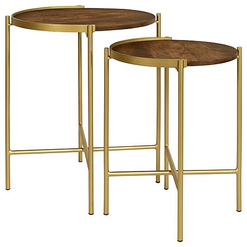 Malka 2-piece Round Nesting Table Dark Brown and Gold by Coaster