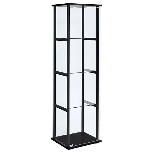 Cyclamen 4-shelf Glass Curio Cabinet Black and Clear by Coaster
