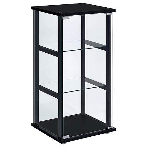 Cyclamen 3-shelf Glass Curio Cabinet Black and Clear by Coaster