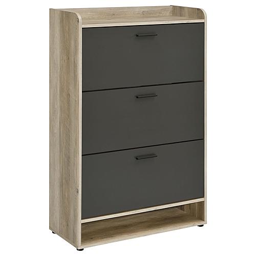 Denia 3-tier Shoe Storage Cabinet Antique Pine and Grey by Coaster