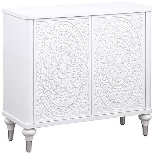 Cardella 2-Door Mandala Accent Cabinet Distressed White by Coaster
