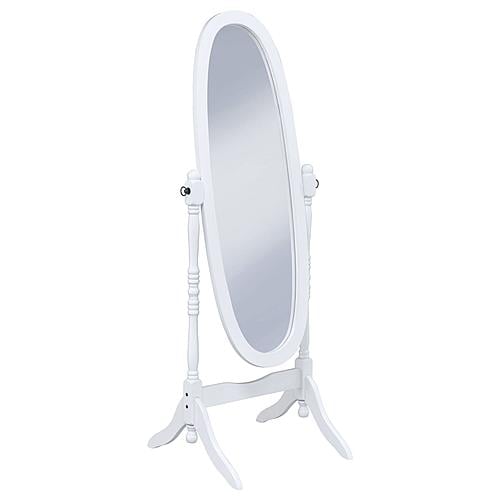 Foyet Oval Cheval Mirror White by Coaster