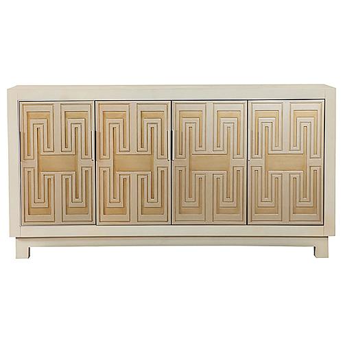 Voula Rectangular 4-door Accent Cabinet White and Gold by Coaster