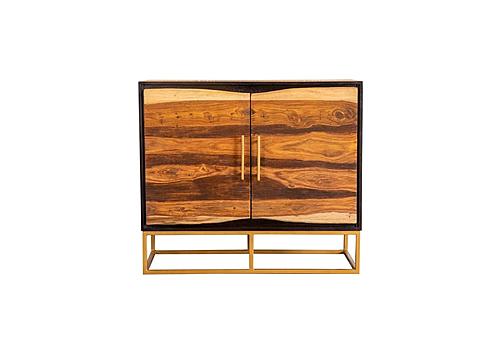 Zara 2-door Accent Cabinet Black Walnut and Gold by Coaster