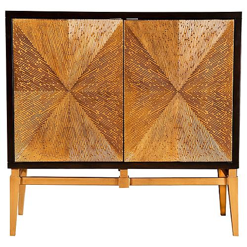 Zira Sunburst 2-door Accent Cabinet Brown and Antique Gold by Coaster