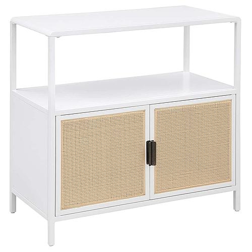 Amherst 2-Door Radio Weave Cane Metal Accent Cabinet White by Coaster