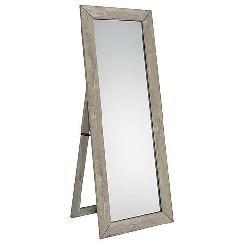 Cadence Tempered Glass Full Length Mirror Grey Washed Oak by Coaster