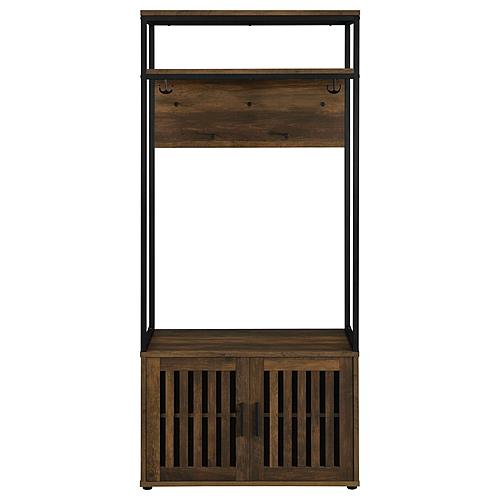 Quincy 2-door Engineered Wood Hall Tree Dark Pine and Black by Coaster