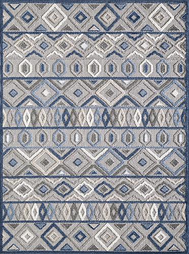 Calla Grey/Blue Aztec Area Rug by KAS Rugs