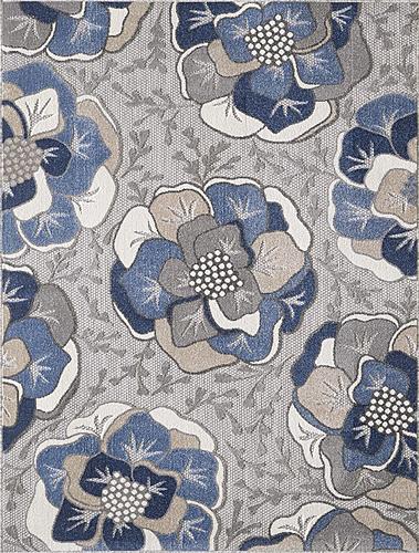 Calla Grey/Blue Flora Area Rug by KAS Rugs