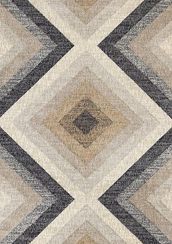 Cora Cream Grey Brown Diamond Design Rug by Kalora