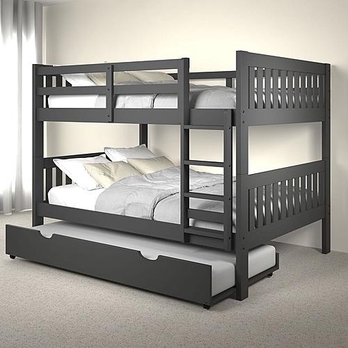 Full/Full Mission Bunk Bed With Trundle Bed Dark Grey Finish by Donco