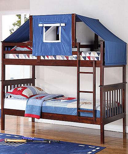 Mission Bunkbed Cappuccino w/Blue Tent Kit by Donco