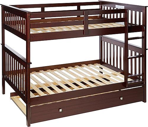 Full/Full Mission II Bunk Bed With Trundle Bed Dark Cappuccino Finish by Donco