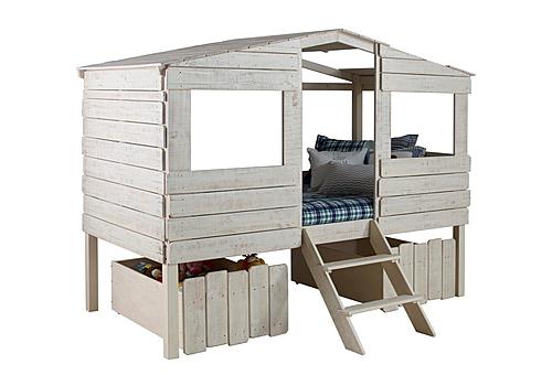 Twin Tree House Loft Rustic Sand w/Drawers by Donco