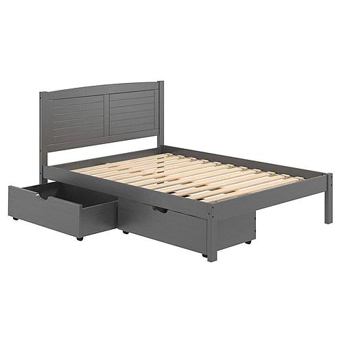 Full Louver Bed With Under Bed Drawers Antique Grey by Donco