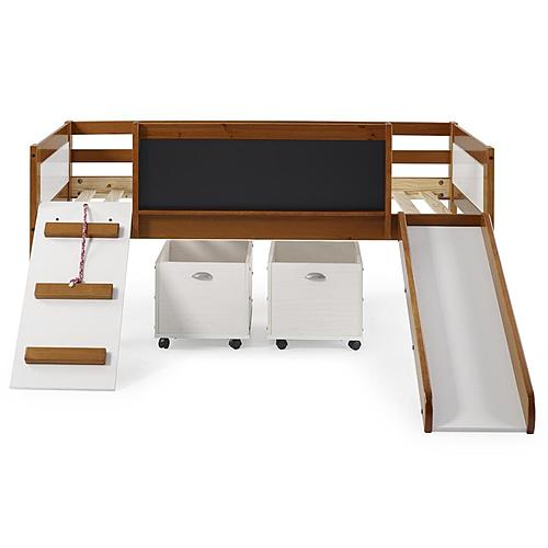 Twin Art Play Junior Low Loft With Toy Boxes In Espresso Finish by Donco