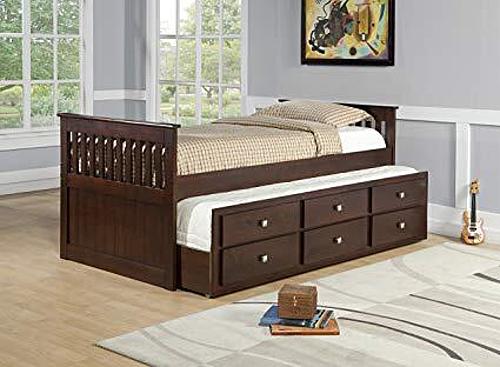 Twin Mission Captains Trundle Bed Cappuccino by Donco