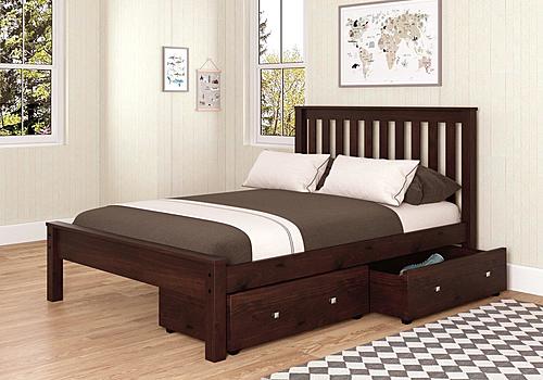 Full Contempo Bed With Dual Under Bed Drawers Dark Cappuccino Finish by Donco