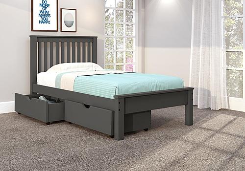 Twin Contempo Bed With Dual Under Bed Drawers In Dark Grey Finish by Donco