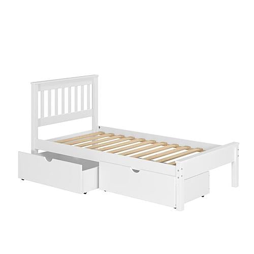 Twin Contempo Bed Dual Under Bed Drawers White Finish by Donco
