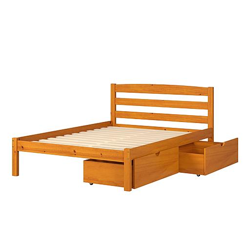 Full Econo Bed With Dual Under Bed Drawers Honey Finish by Donco