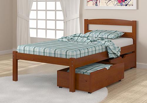 Twin Econo Bed With Dual Under Bed Drawers Light Espresso by Donco