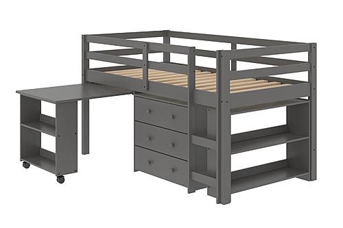 Low Loft Bed Dark Grey by Donco