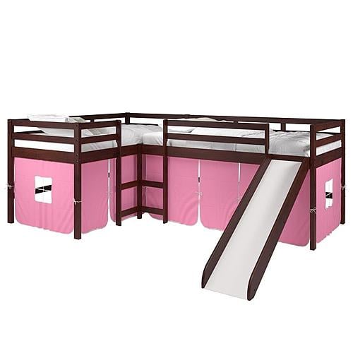 Donco 760 Double Twin L-loft Bed In Dark Cappuccino Finish w/Pink Tent Kit Copy by Donco