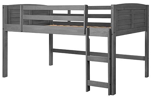 Louver Low Loft Hdbd/Ftbd/Rails Antique Grey by Donco