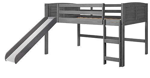 Twin Louver Low Loft w/Slide Antique Grey by Donco