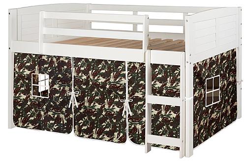 Twin Louver Low Loft White w/Camo Tent by Donco