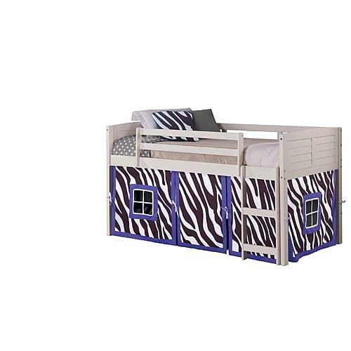Twin Louver Low Loft White w/Zebra Tent by Donco
