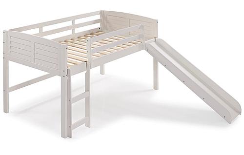 Twin Louver Low Loft White w/Slide by Donco