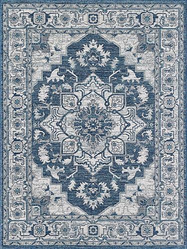Dahlia Ivory/Blue Medallion Area Rug by KAS Rugs