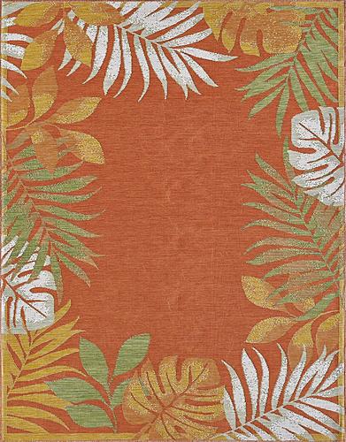 Dahlia Ivory/Rust Tropical Border Area Rug by KAS Rugs