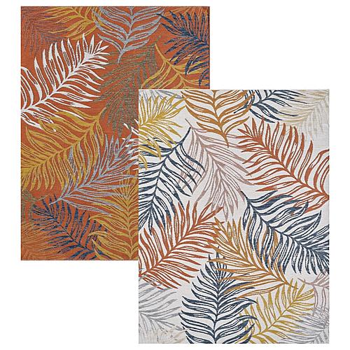 Dahlia Blue/Rust Palms Area Rug by KAS Rugs